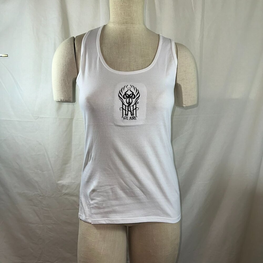HAH Organic Cotton Tank, White with Black Embroidery, Size XS, NWT